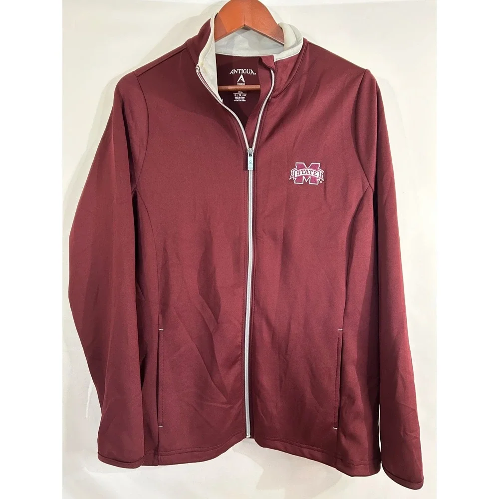 Mississippi State Bulldogs Jacket Women's XL Maroon‎ Full Zip MSU Antigua
